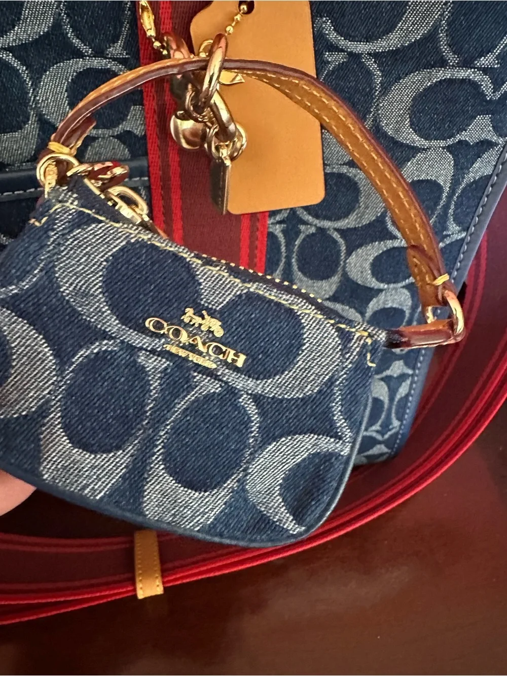 Coach blue signature denim Smith tote bag